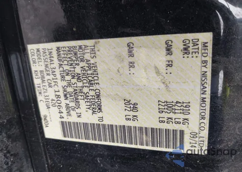 2015 Nissan Altima 2.5 S z USA, uszkodzony, nr VIN 1N4AL3AP1FC180644